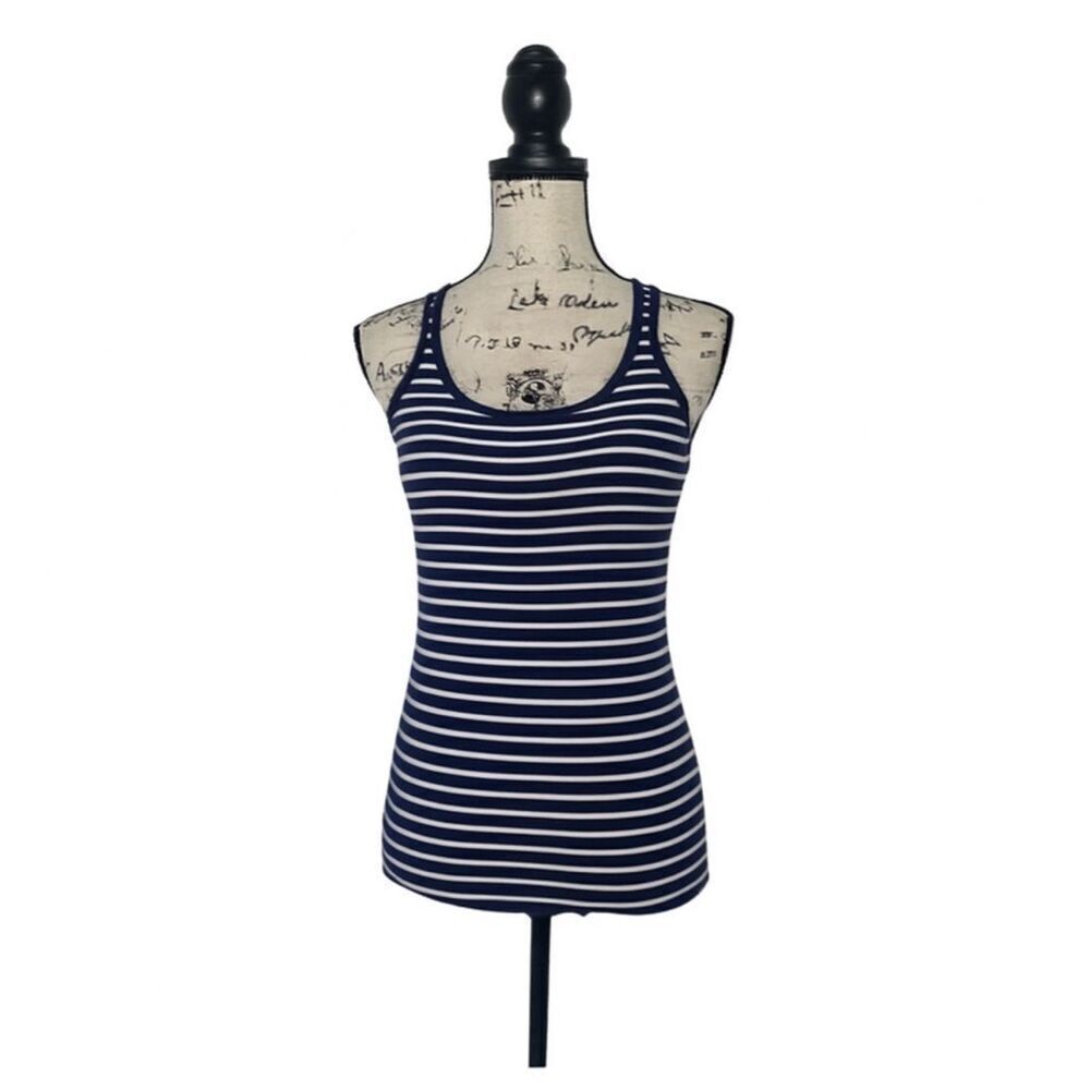 Caslon Women’s XS Blue White Striped Cotton Tank Top Sleeveless Nautical